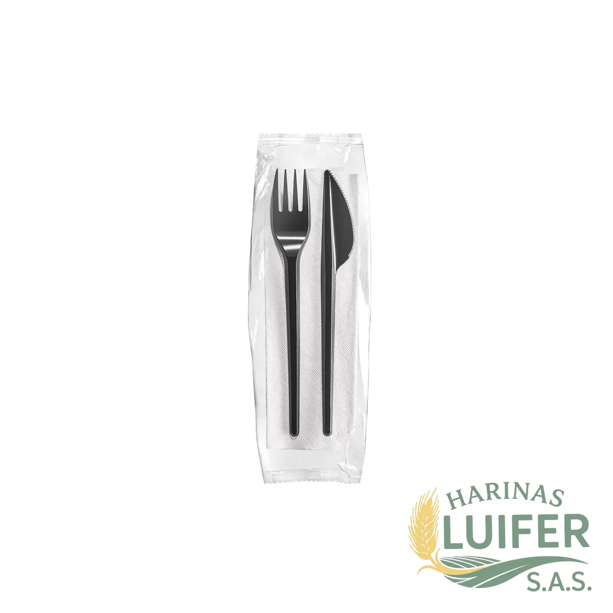 Tenedor, Cuchillo y Servilleta Negro