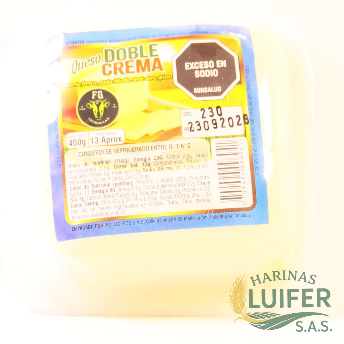 Mozarela Doble Crema X 400gr